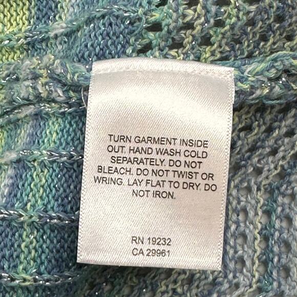 NWD Alfred Dunner Seafoam Glitter Striped Cardigan Sweater Womens Petite Size PS - Picture 6 of 9